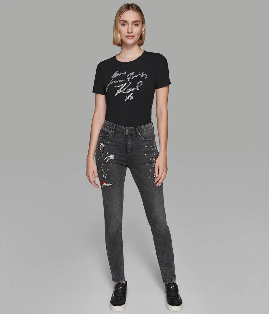 Karl Lagerfeld Paris WHIMSY PATCH GREY WASH JEANS 4