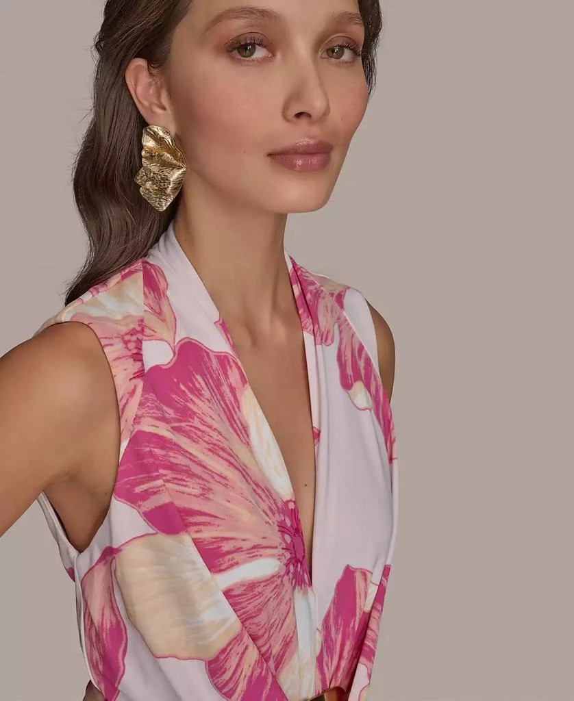 Donna Karan Petite Floral-Print Belted Midi Dress 6