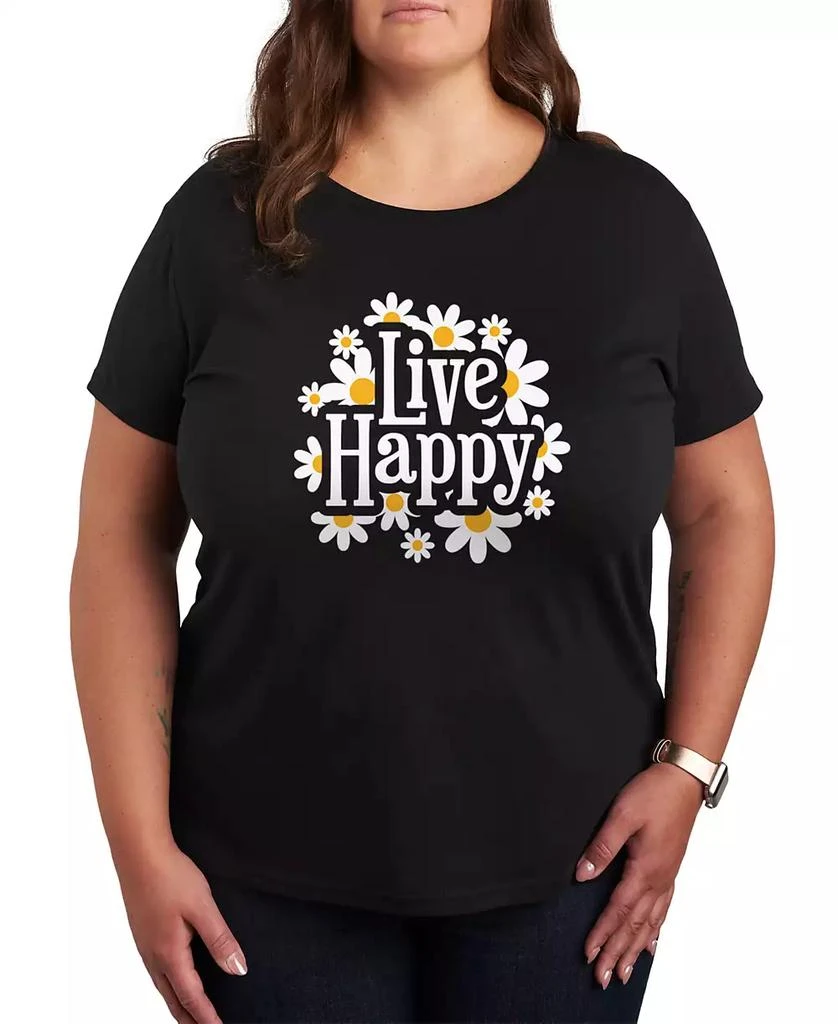 Hybrid Apparel Trendy Plus Size Live Happy Graphic T-shirt