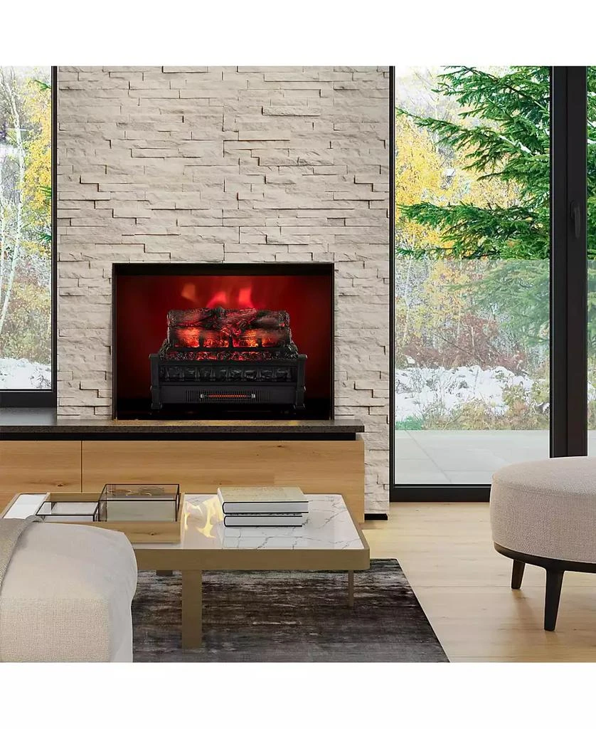 SUGIFT 20 Inch Electric Fireplace Heater with Realistic Pinewood Ember Bed 4