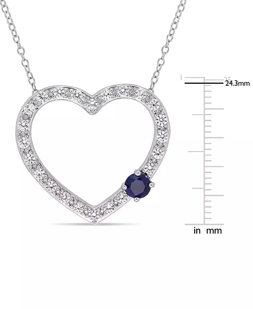 Macy's Lab-Grown Blue Sapphire (3/8 ct. t.w.) & Lab-Grown White Sapphire (1-1/6 ct. t.w.) Open Heart 18" Pendant Necklace in Sterling Silver 3