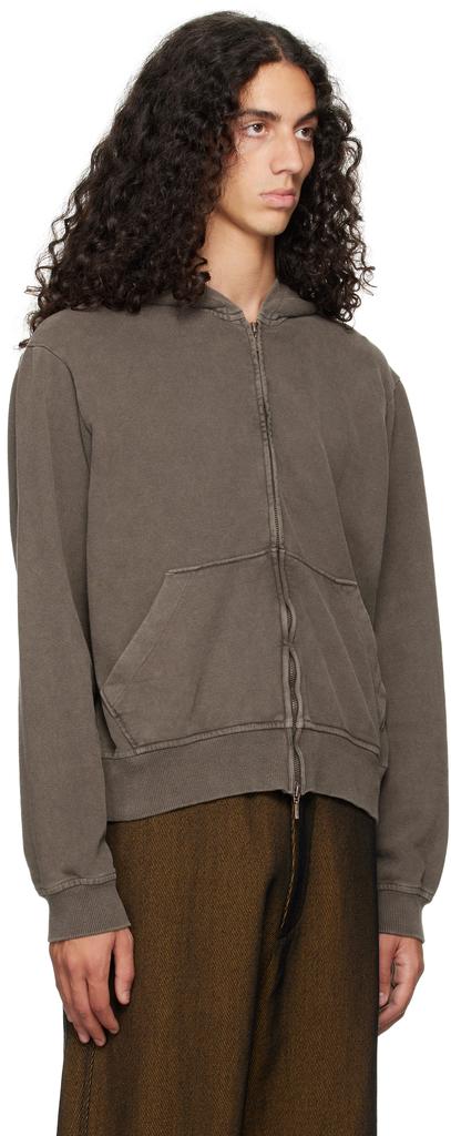 Omar Afridi Brown Shabby Full Zipped Hoodie