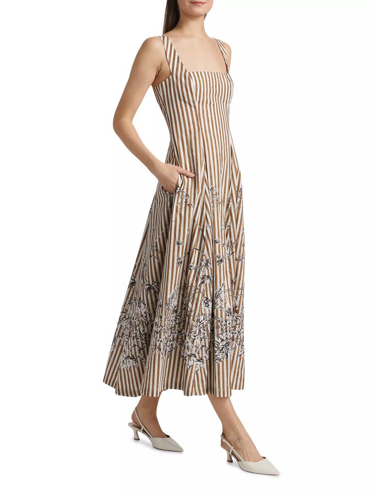LELA ROSE Caitlin Striped Midi-Dress