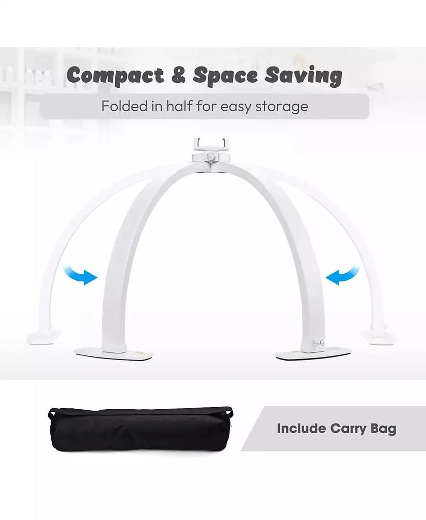 Byootique 40W Foldable Half Moon Nail Desk Lamp LED Nail Tech Light Phone Holder With Carry Bag For Manicure Beauty Salon Home Spa 8