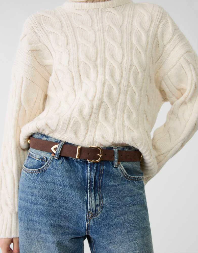 Stradivarius Stradivarius belt with studs in beige 1