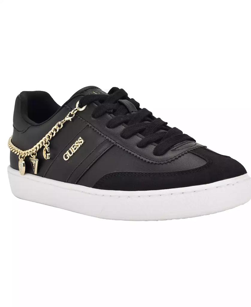 GUESS Women's Naoko Charm Lace-Up Court Sneakers