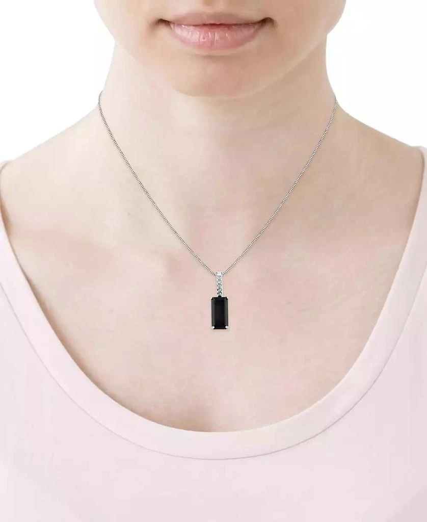 Macy's Onyx Emerald-Cut & Diamond Accent 18" Pendant Necklace in Sterling Silver 2
