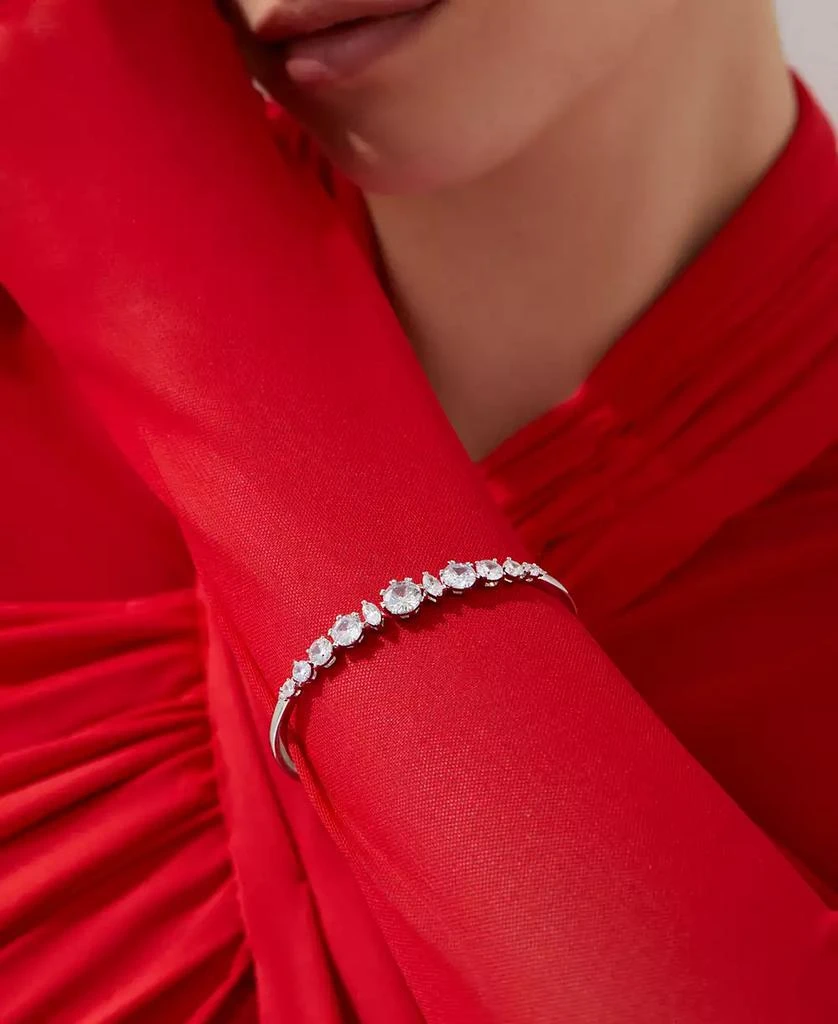 Eliot Danori Silver-Tone Cubic Zirconia Bangle Bracelet