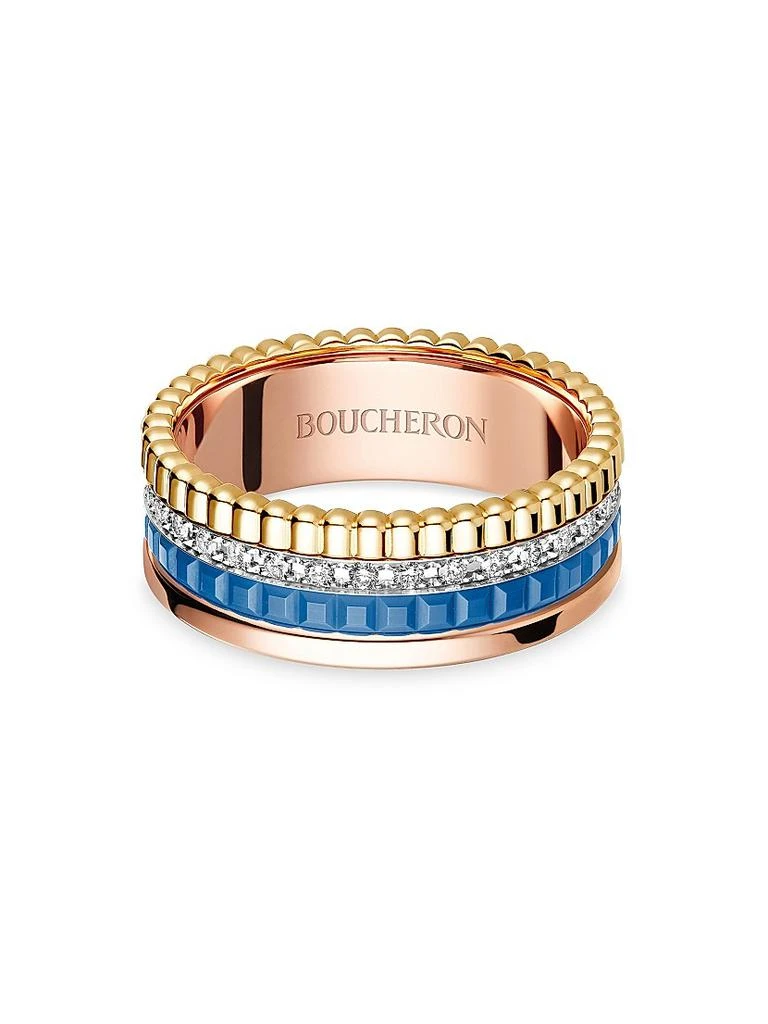 Boucheron Quatre Blue Edition Tri-Tone 18K Gold, HyCeram & 0.24 TCW Diamond Ring 1