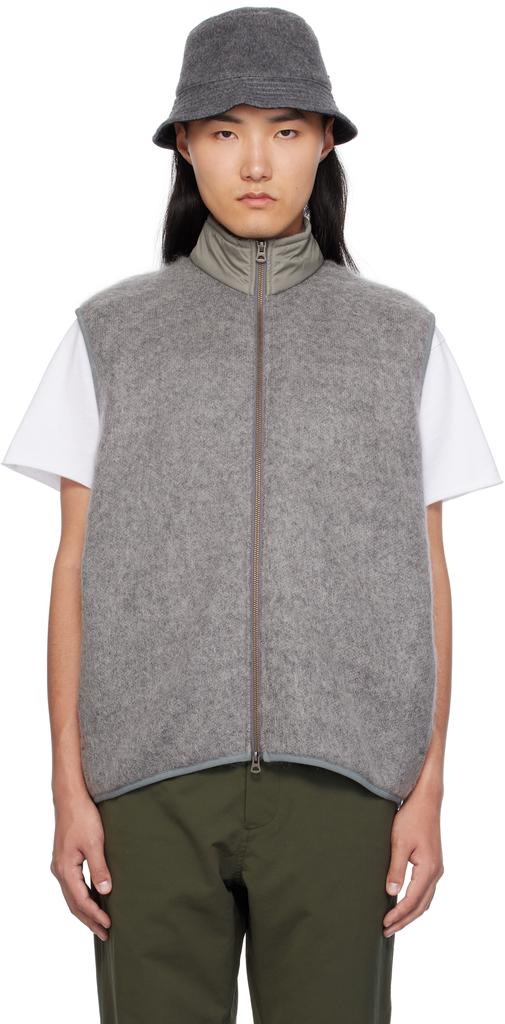 Nanamica Gray Zip-Up Mohair Vest