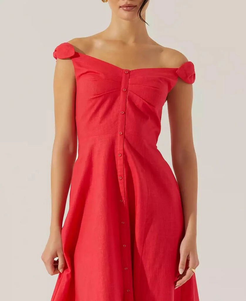 ASTR Women's Charelin Off-The-Shoulder Linen-Blend Midi Dress 4