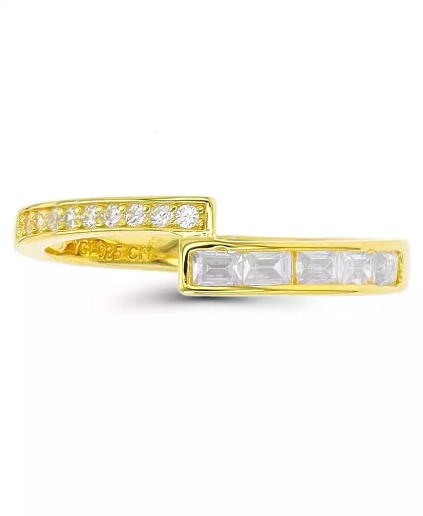 Macy's Round and Baguette Cubic Zirconia Overlapped Ring (5/8 ct. t.w.) in 14 Karat Yellow Gold Over Sterling Silver