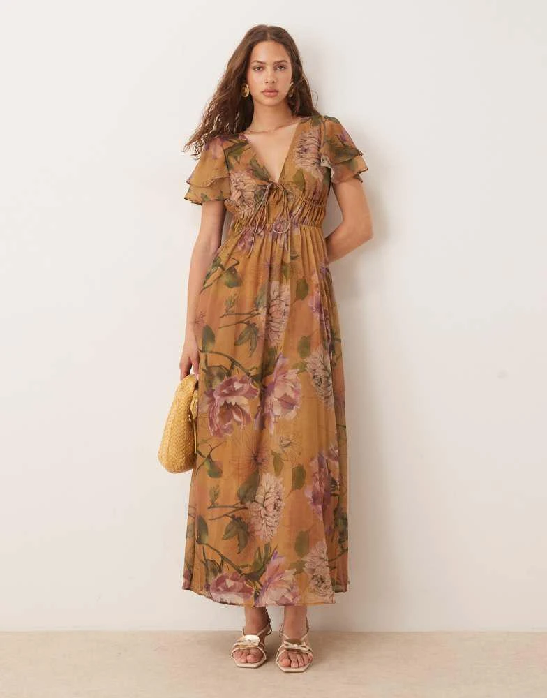 bias cut angel sleeve maxi dress boohoo Women's Petite Bias Cut Angel Sleeve Maxi Dress