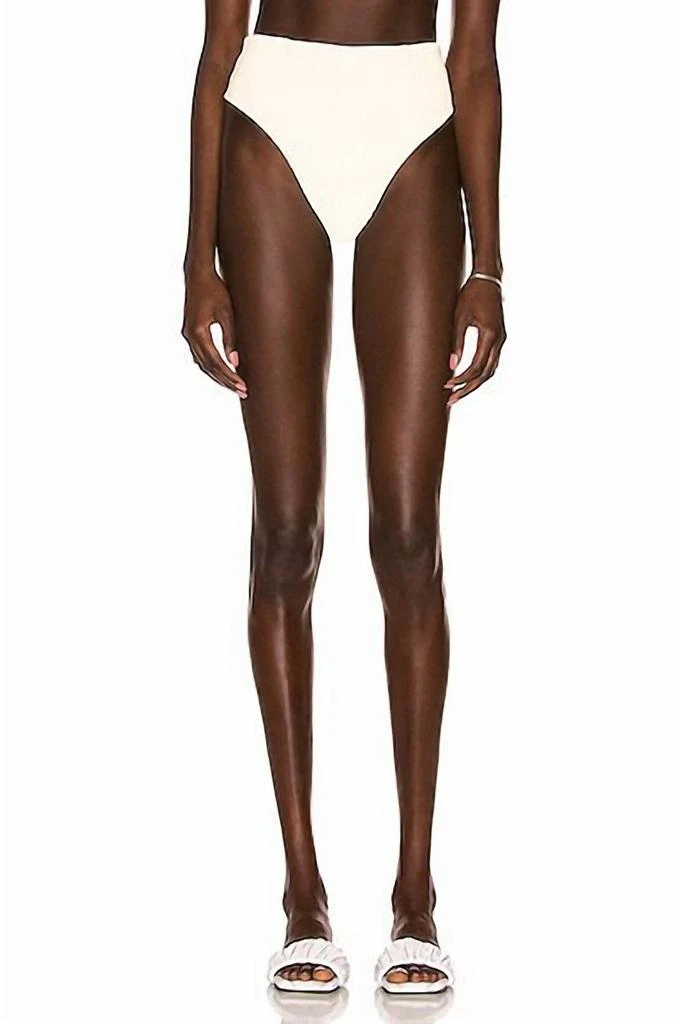 Haight Ribbed High Leg Hotpants Bikini Bottom In White Clay 4