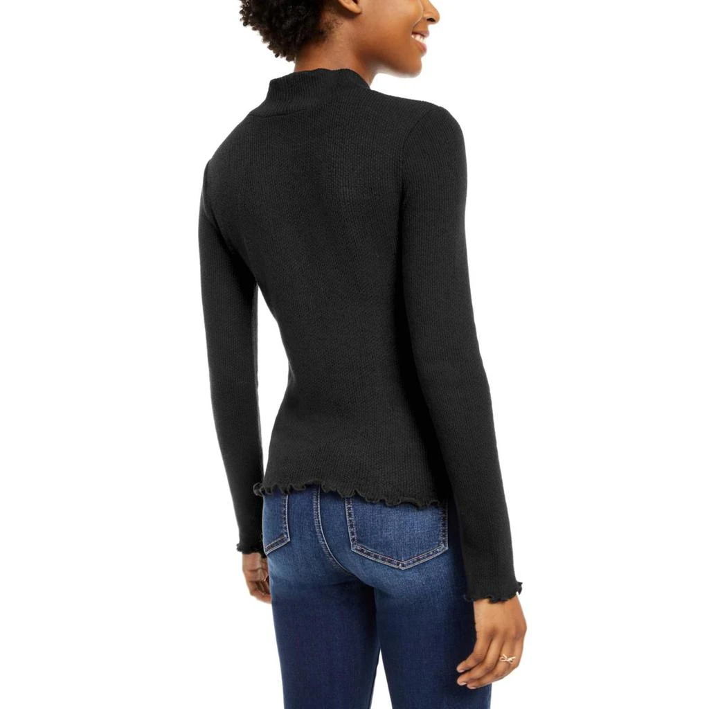 Planet Gold Juniors Womens Ribbed Mock Neck Pullover Top 2