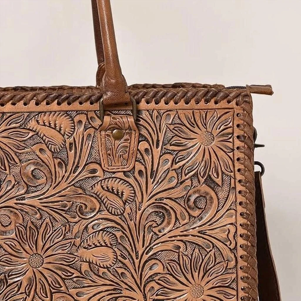 American Darling American Darling - Women's Hand Tooled Briefcase Tote Bag 2