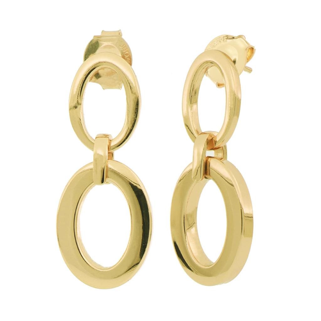 SSELECTS Gold Plated Squared Cable Link Dangling Earrings