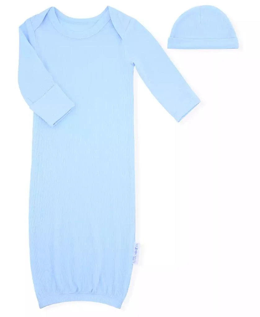 Max & Olivia Baby Boys 2-Piece Rib Gown and Hat Set 1