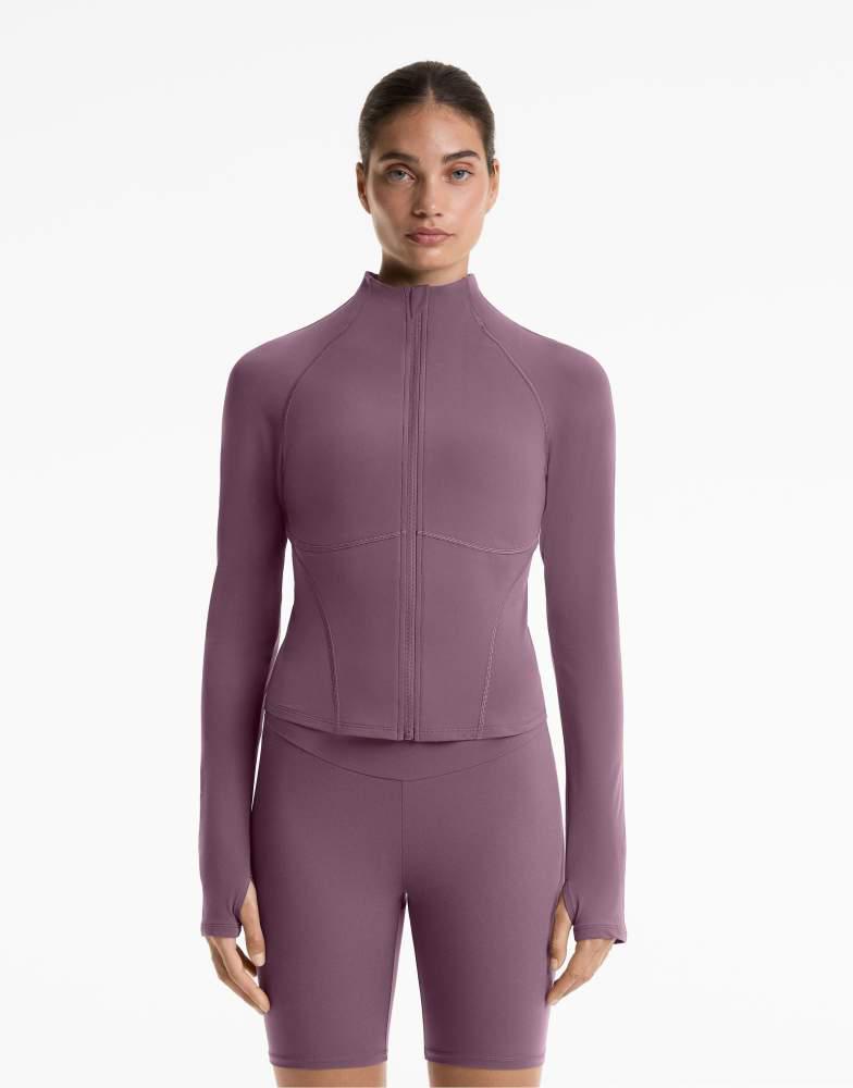 OYSHO OYSHO Light warm jacket with seams in lila - Jackets - Free Shipping  - BeyondStyle