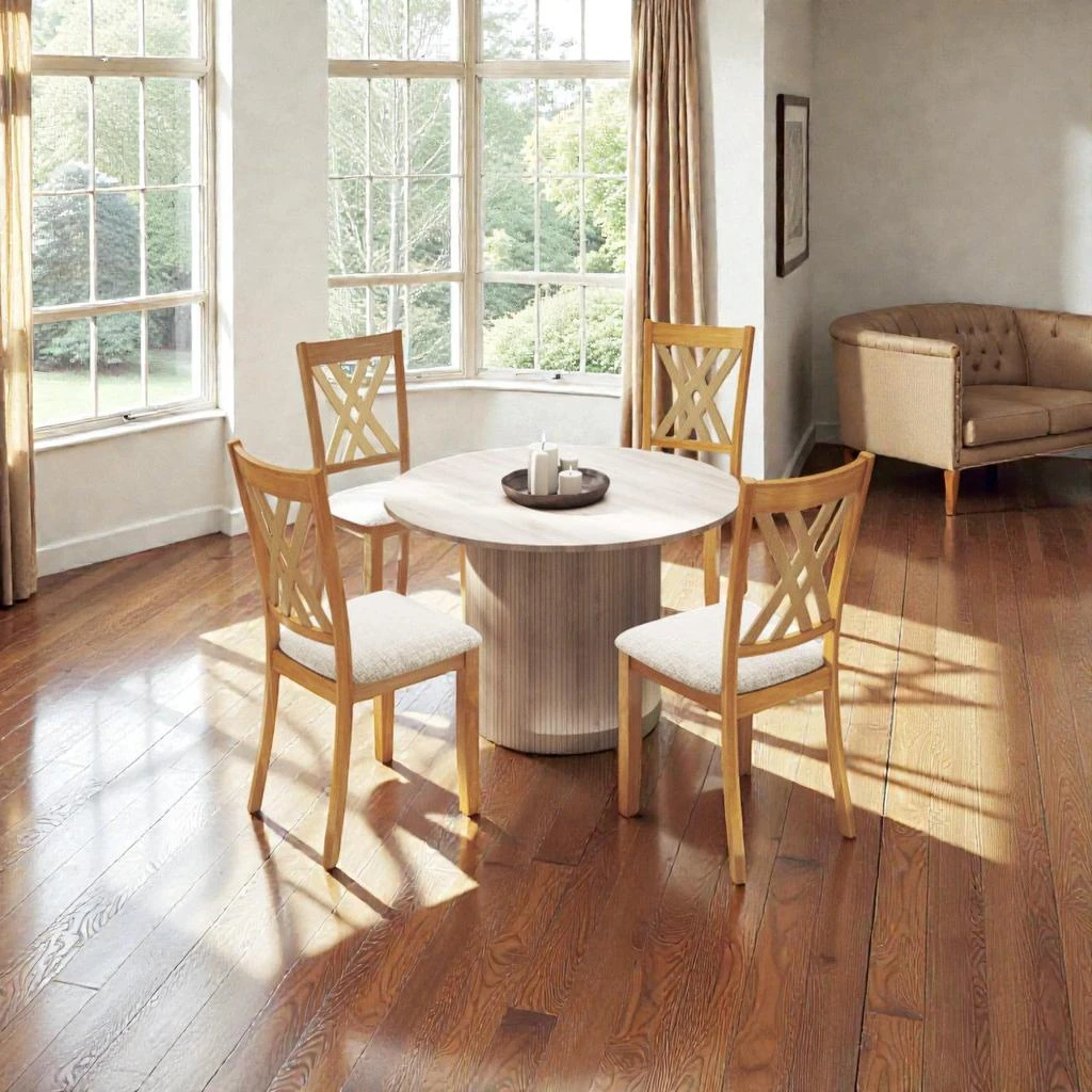 Hivvago Linen-Covered Wooden Dining Chairs for 4 with Durable Rubberwood Base 4