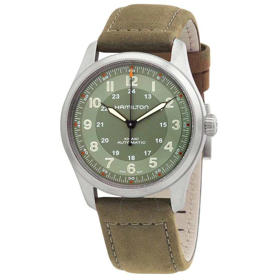 Hamilton Khaki Field Automatic Green Dial Unisex Watch H70205860 1