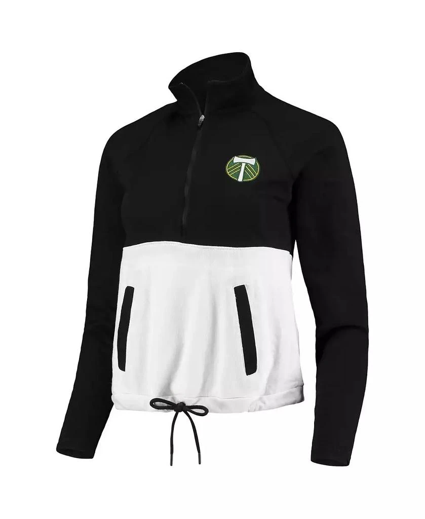 Antigua Women's Black, White Portland Timbers Harbor Raglan Half-Zip Jacket 2