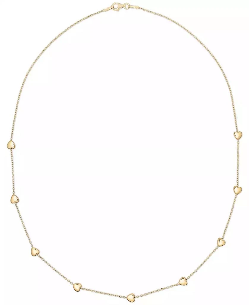 Macy's Polished Puffed Heart 18" Station Necklace in 10k Yellow Gold 3