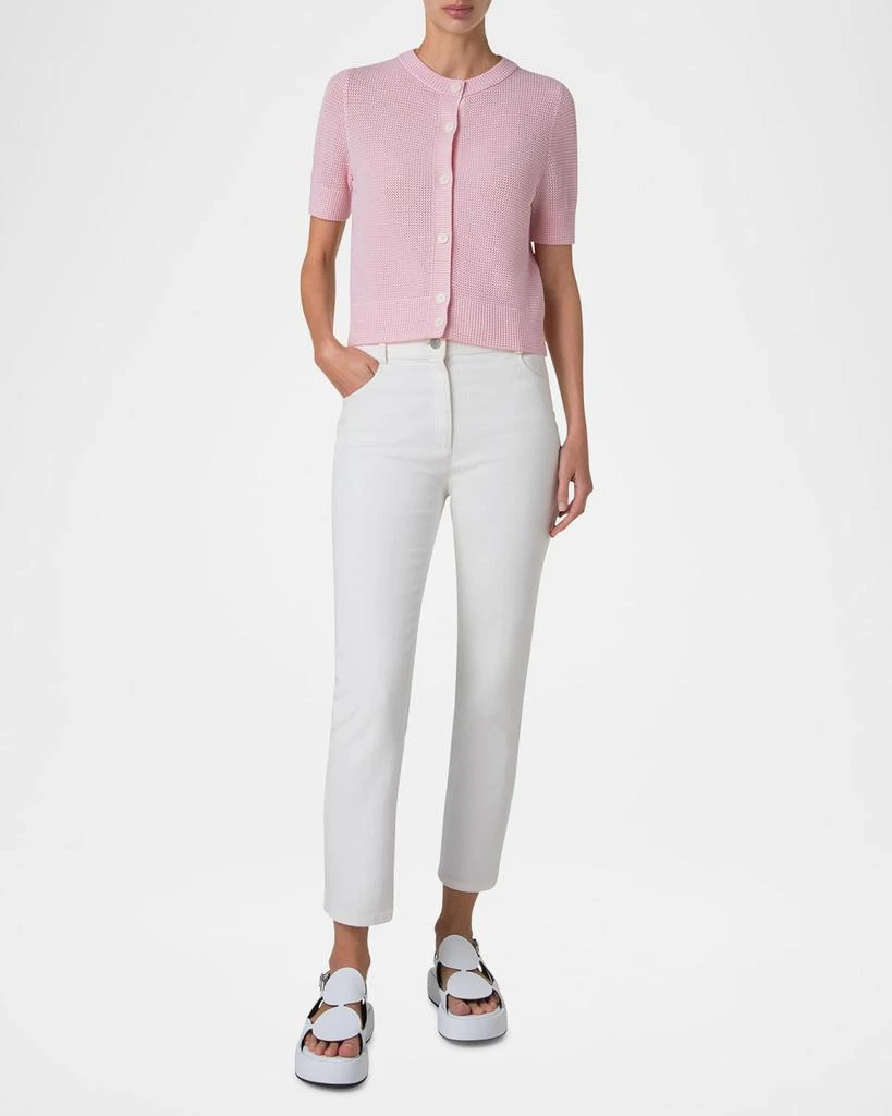 Akris Mesh Short-Sleeve Merino Wool Cardigan 2