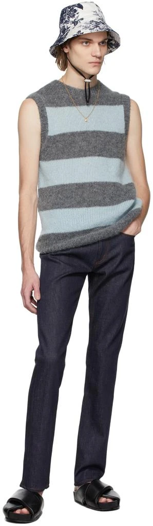 Erdem Grey & Blue Mohair Ethan Vest 4