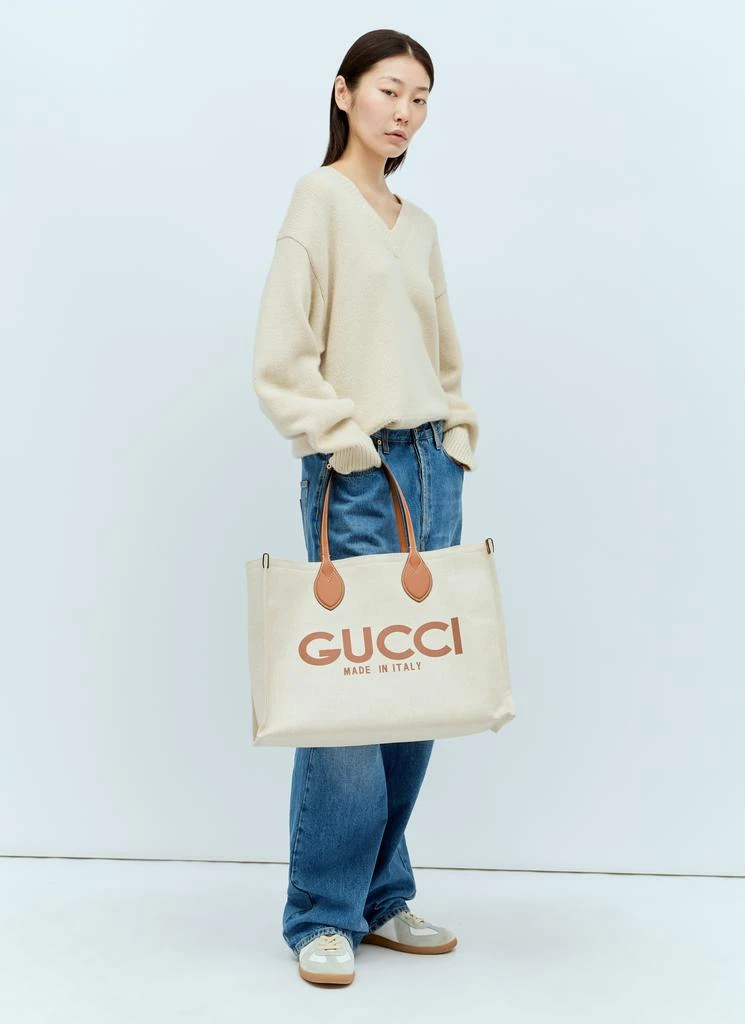 Gucci Large Logo Print Canvas Tote Bag 3