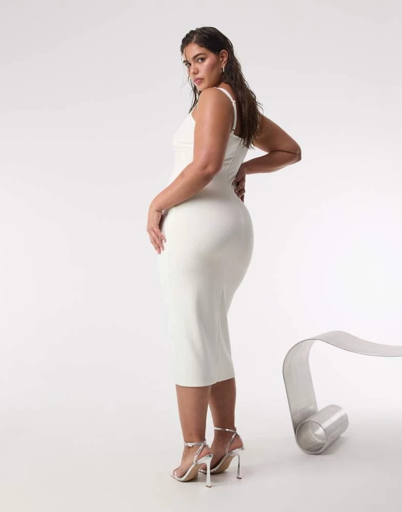 Good American Good American scuba crystal sweetheart midi dress in cloud white 2