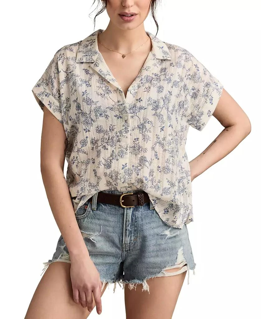 Lucky Brand Women's Cotton Textured Short-Sleeve Shirt 1