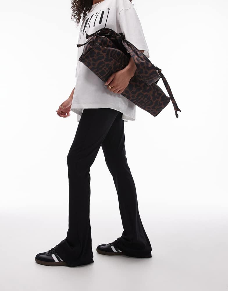 Topshop Topshop skinny rib flared trouser in black