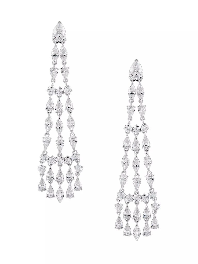 Adriana Orsini Feliz Sterling Silver & Cubic Zirconia Linear Chandelier Earrings 1
