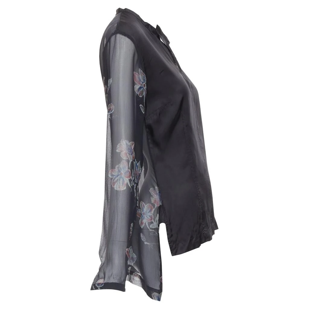 Dries Van Noten silk floral sheer sleeve hi low blouse 4