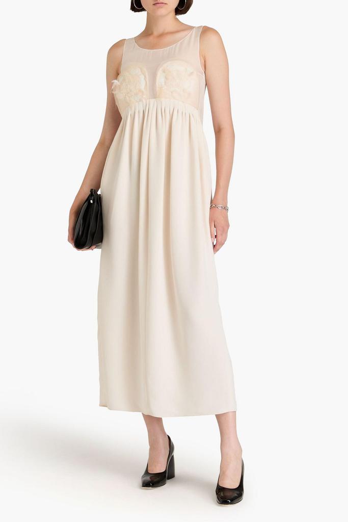 MAISON MARGIELA Embellished pleated silk-chiffon and twill midi dress