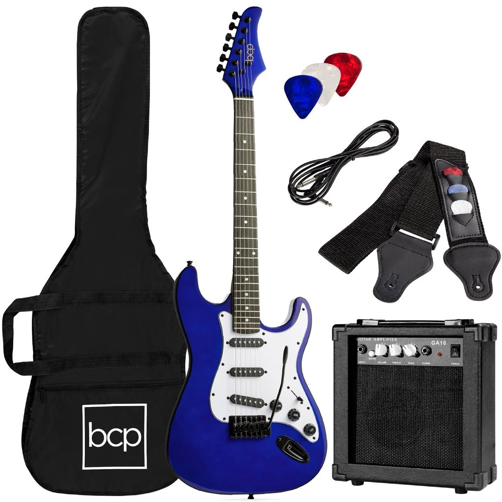 Best Choice Products 39in Full Size Beginner Electric Guitar Kit with Case, Strap, Amp, Whammy Bar 1
