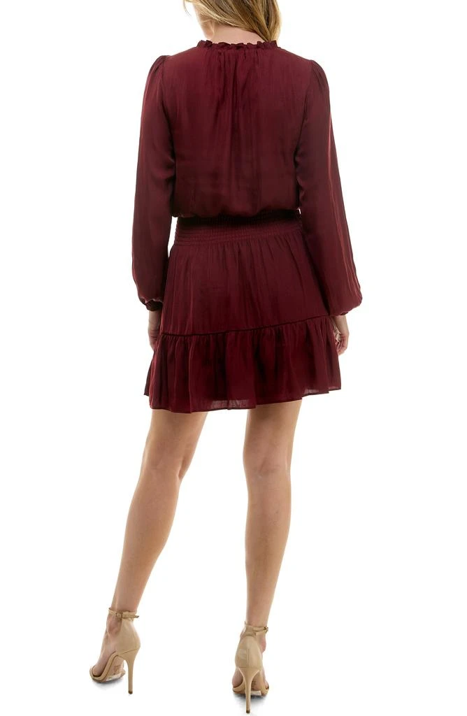Socialite Smocked Long Sleeve Satin Dress 2