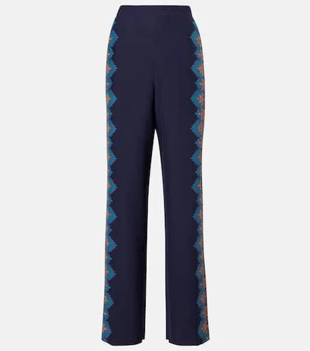 ETRO Printed silk crêpe de chine straight pants 1