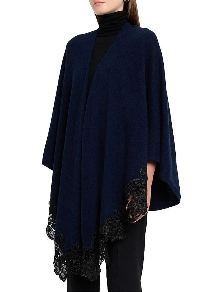 Sofia Cashmere Lace-Trim Cashmere Knit Cape 3