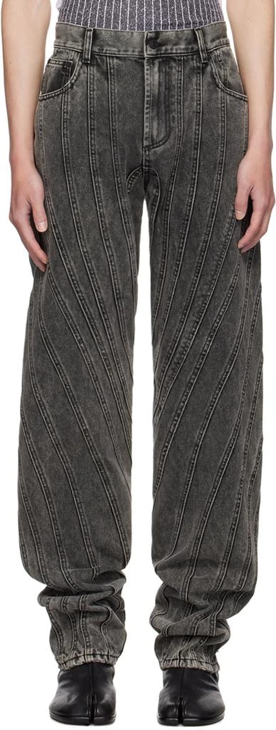 Mugler Black Washed Spiral Baggy Jeans 1