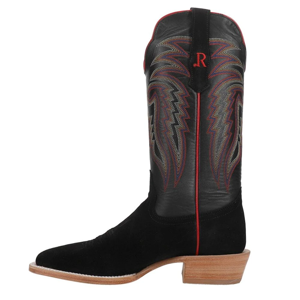 R. Watson Boots Black Rough Out Wide Square Toe Cowboy Boots 3