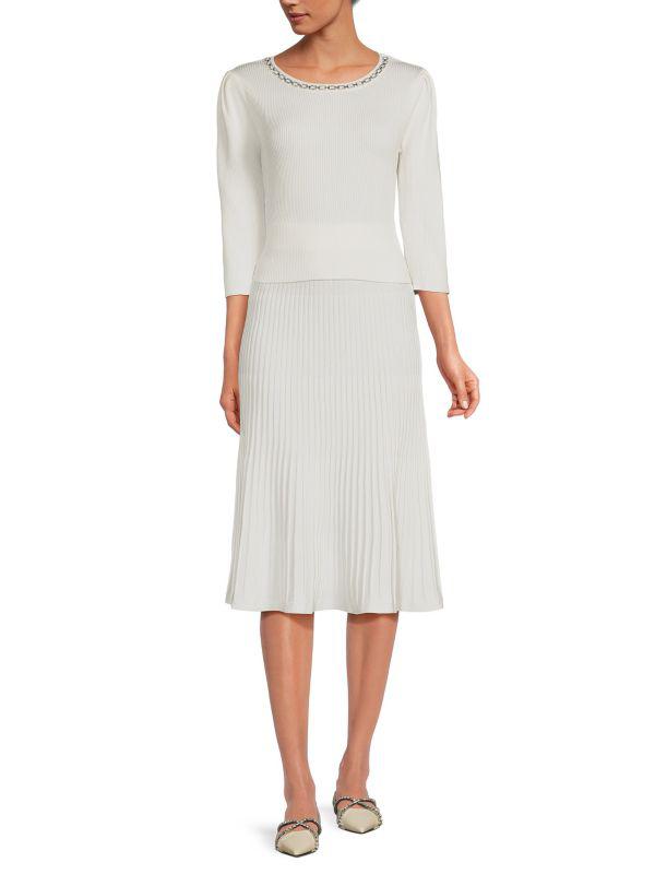 Nanette Lepore 2-Piece Ribbed Sweater & Midi Skirt Set