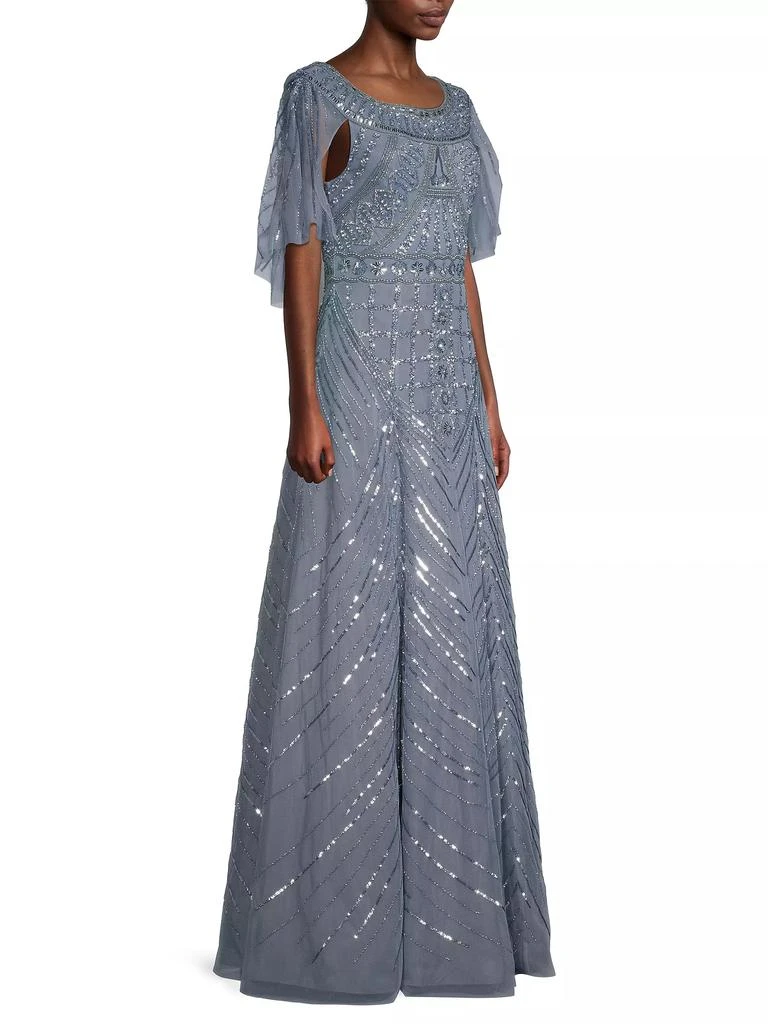 Aidan Mattox Beaded Cape A-Line Gown 4