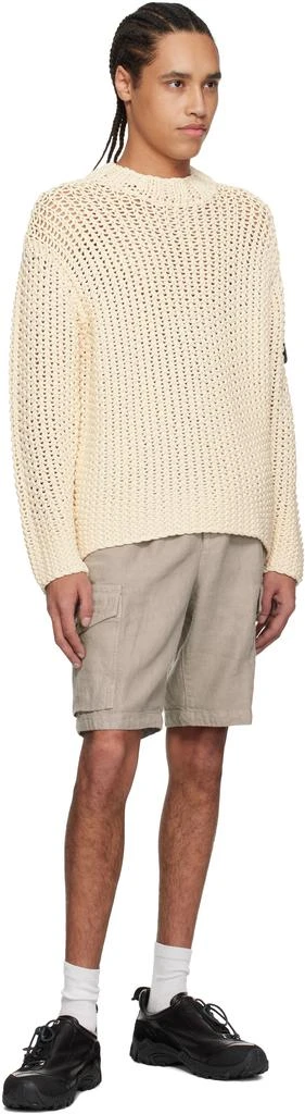 Stone Island Gray Diagonal Linen Cargo Shorts 4