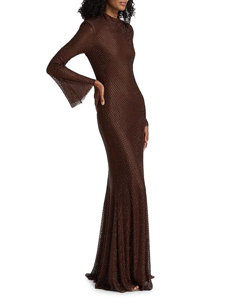 Self-portrait - Brown Rhinestone Mesh Maxi Dress - US 4 Self-portrait - Brown Rhinestone Mesh Maxi Dress - US 4