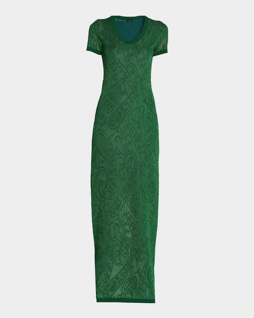 knee length dresses for ladies Ruffle Detailed Metallic Jacquard Knit Long Dress – John Paul Ataker main image 1