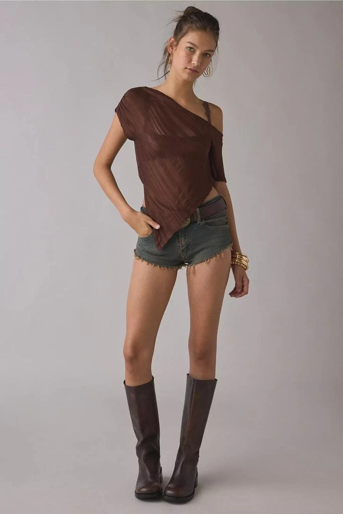 Urban Outfitters UO Bia Sheer Stripe Asymmetric Off-The-Shoulder Poncho 2