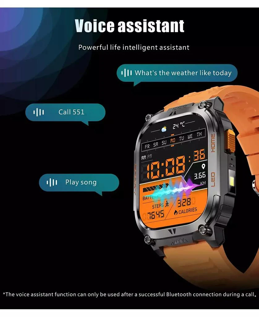 RUXING Smart RUXING 2.01" Smart Watch for Women Men With Outdoor positioning, Calling,Intelligent Reminder , Sport Modes, IP68, 630mAh 9