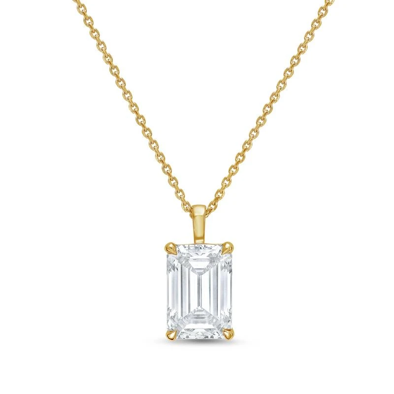 Diana M Jewels 14kt yellow gold lab grown emerald cut diamond pendant weighing 9.00 ct on a solid bail